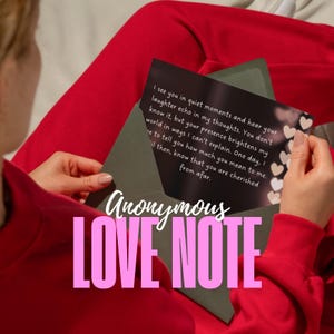 Nota de amor anónima enviada a cualquier persona, elige tu diseño y palabras, admirador secreto, envía una carta de amor secreta a la persona que te gusta, regalo anónimo