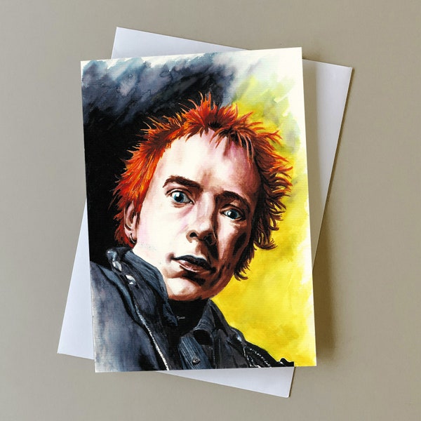 Tarjeta de felicitación Johnny Rotten, tarjeta Sex Pistols, tarjeta de cumpleaños punk rock, regalo para fan punk, tarjeta personalizada, John Lydon, Public Image Ltd