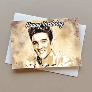 Carte d'anniversaire d'Elvis Presley, carte de voeux, carte d'Elvis, cadeau pour fan d'Elvis, The King, carte de musique pop art