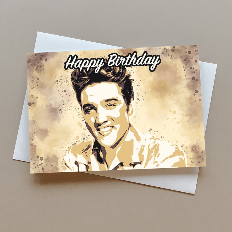 Elvis Presley Birthday card, greetings card, Elvis card, gift for Elvis fan, The King, pop art music card image 1