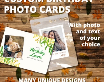 Custom photo birthday card, personalised card, personalised gift, photo card, custom photo greeting card, personalised birthday card