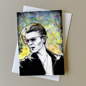 Biglietto di auguri David Bowie, regalo per fan di David Bowie, biglietto di compleanno, biglietto pop art, biglietto leggende della musica, biglietto musica rock, biglietto di compleanno Bowie