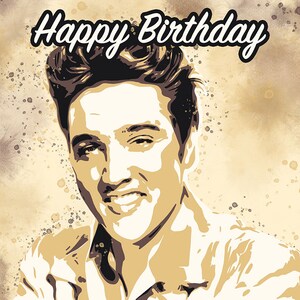 Elvis Presley Birthday card, greetings card, Elvis card, gift for Elvis fan, The King, pop art music card image 2