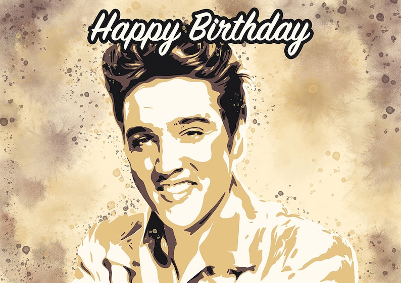 Elvis Presley Birthday card, greetings card, Elvis card, gift for Elvis fan, The King, pop art music card image 2