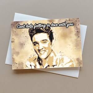 Elvis Presley Valentijnsdagkaart, "Can't help fall in love with you", wenskaart, Elvis-kaart, cadeau voor Elvis-fan, The King