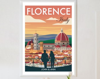 Cartel personalizado de Florencia, impresión de Florencia, cartel de viaje de Florencia, cartel de Florencia, impresión retro de Florencia