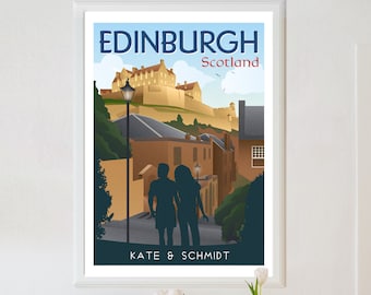 Gepersonaliseerde Edinburgh poster, Edinburgh print, Edinburgh reisposter, Edinburgh poster, Schotland Poster, kunst aan de muur reizen