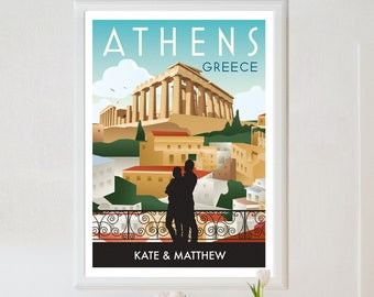Gepersonaliseerde Athene poster, Athene print, Athene reizen poster, Athene poster, retro Athene print, retro reizen poster, reizen kunst aan de muur