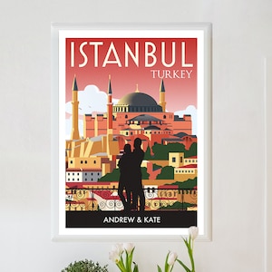 Personalised Istanbul poster, Istanbul print, Istanbul travel poster, Istanbul poster, retro Istanbul print