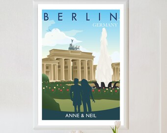 Gepersonaliseerde Berlijnse poster, Berlijnse print, Berlijnse reisposter, Berlijnse poster, retro Berlijnse print, retro reisposter, reismuurkunst