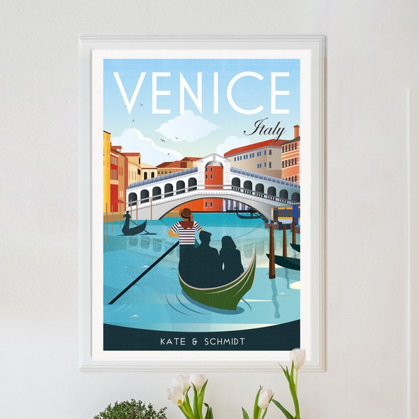 Affiche personnalisée de Venise, imprimé Venise, affiche de voyage Venise, affiche Venise, imprimé rétro Venise, affiche de voyage rétro, art mural de voyage