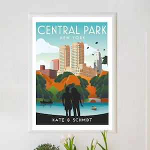 Personalised Central Park poster, Central Park print, New York travel poster, New York poster, retro Central Park print, travel wall art