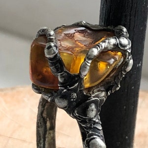 Authentic AMBER ring, natural Baltic Amber, north Europe, unisex ring, jewelry , Boho Ring, new modern artisan ring, made in Europe