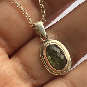 Genuine MOLDAVITE PENDANT, TOP faceted cut natural Moldavite gem Czech Republic, Moldavite charm, moldavite jewelry, silver moldavite locket