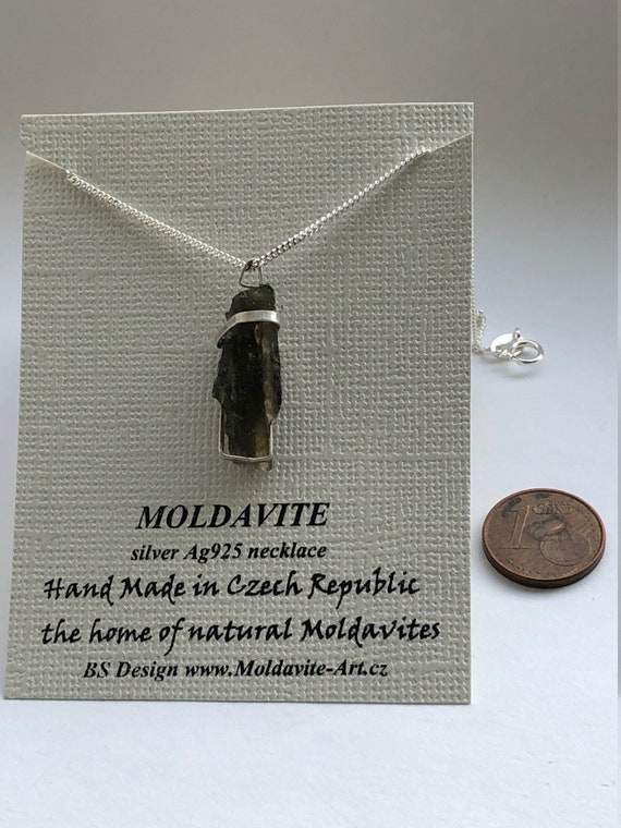 Unique Natural Moldavite 925 Sterling Silver Pendant with certificate -  Height: 22.69 mm - Width: 20.4 mm- 6 g - Catawiki
