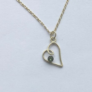 14k solid Gold Heart pendant with genuine Moldavite with certificate, authentic Moldavite, gold Heart pendant, Love Moldavite, real gem