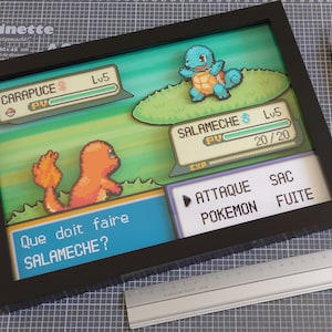 Pokemon Kampf in Ihrer Sprache - Charmander VS Squirtle - 3D - Limited Edition - Shadow Box - Nintendo