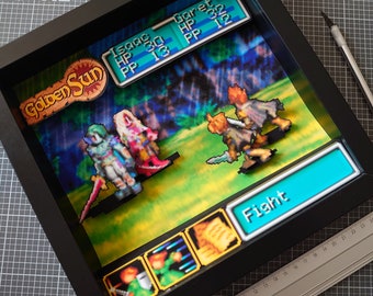 Golden Sun First Battle Diorama ! - 3D - Limited Edition - Shadow box - Game boy advance - Nintendo