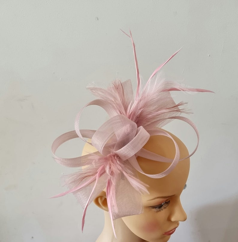 Light Pink ,Blush Pink Fascinator With Flower Headband and Clip Wedding Hat,Royal Ascot Ladies Day small size image 1