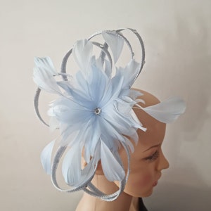 Pale Blue Fascinator With Flower Headband and Clip Wedding Hat,Royal Ascot Ladies Day