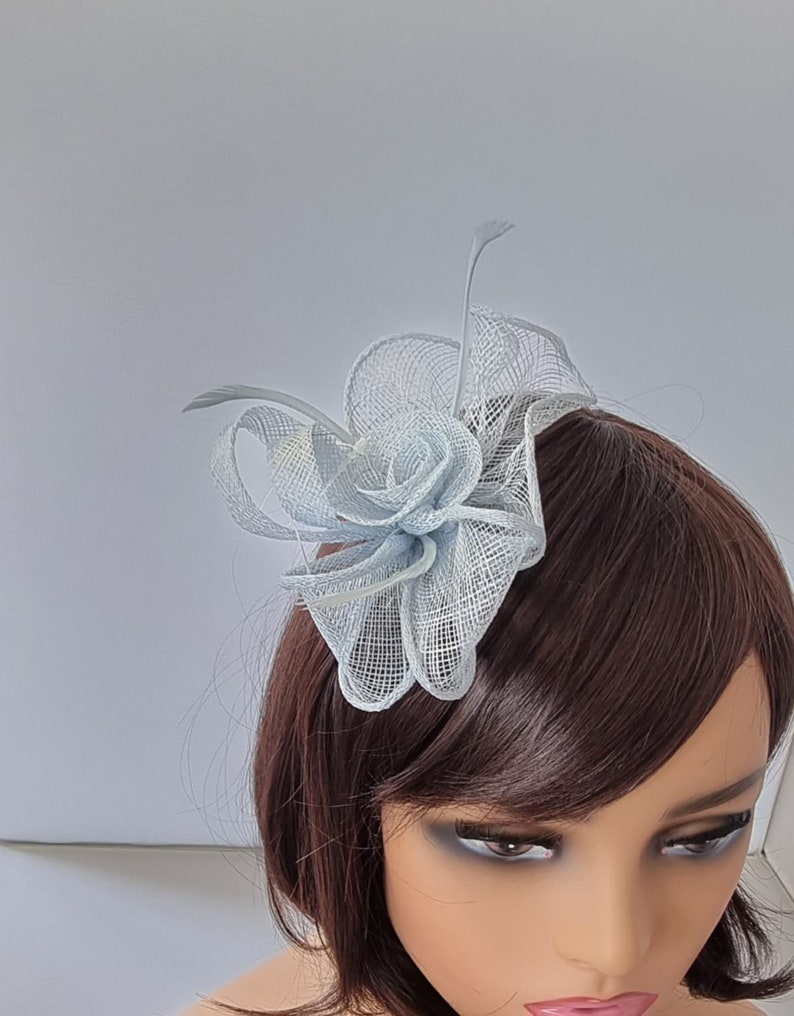 New Pale Blue,Baby Blue Small size Fascinator with clip For wedding day ,Womens Day image 4