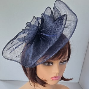 Navy Blue Fascinator With Flower Headband and Clip Wedding Hat,Royal Ascot Ladies Day
