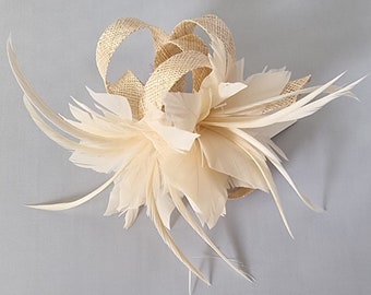 New Beige Colour Small size Fascinator with clip For wedding day ,Women’s Day