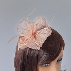 New Pale Pink Small size Fascinator with clip For wedding day ,Womens Day image 1