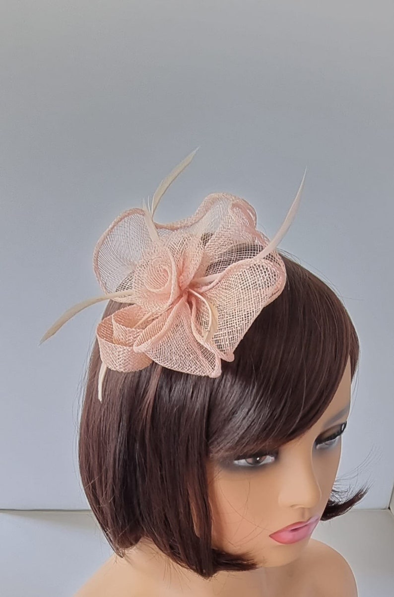 New Pale Pink Small size Fascinator with clip For wedding day ,Womens Day image 1