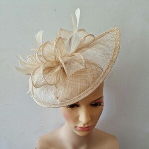 Beige Colour Fascinator With Flower Headband and Clip Wedding Hat,Royal Ascot Ladies Day image 4