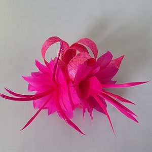 New Hot Pink Colour Small size Fascinator with clip For wedding day ,Womens Day image 1