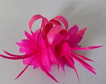 New Hot Pink Colour Small size Fascinator with clip For wedding day ,Women’s Day