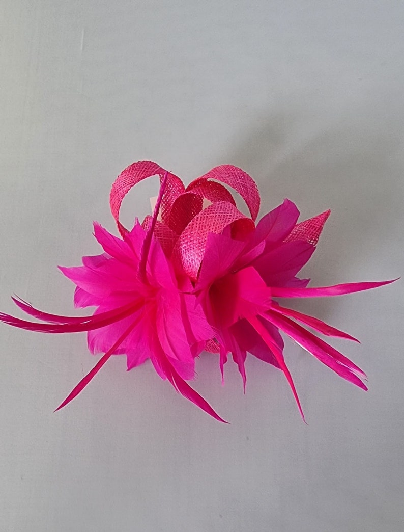 New Hot Pink Colour Small size Fascinator with clip For wedding day ,Womens Day image 1