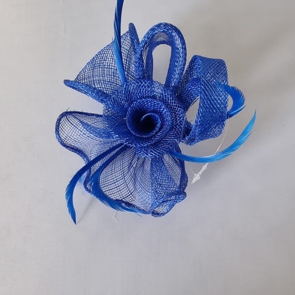 New Royal Blue Colour Small Fascinator With Flower Clip Wedding,Royal Ascot Ladies Day