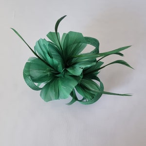 New Forest Green Colour Small size Fascinator with clip For wedding day ,Womens Day image 2