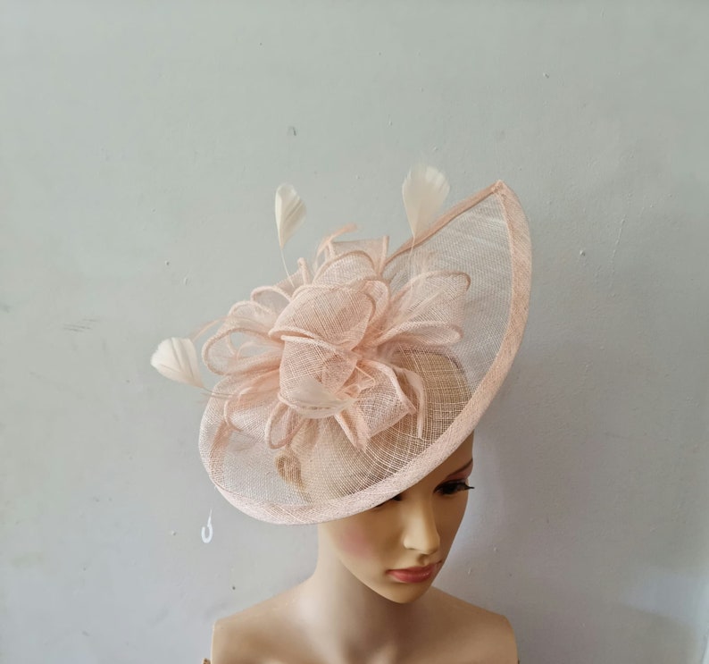 Champagne Colour Fascinator With Flower Headband Wedding Hat,Royal Ascot Ladies Day image 2