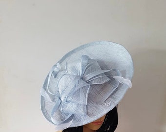 Light Blue ,Pale Blue Colour Large Fascinator With Flower Headband and Clip Wedding Hat,Royal Ascot Ladies Day