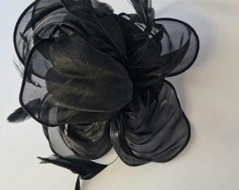 Black Colour Fascinator With Flower and Comb Wedding Hat,Royal Ascot Ladies Day