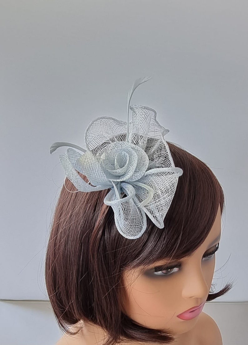 New Pale Blue,Baby Blue Small size Fascinator with clip For wedding day ,Womens Day image 3