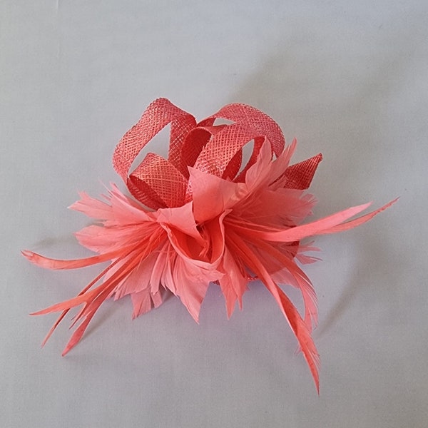 New Coral Pink Colour Small size Fascinator with clip For wedding day ,Women’s Day