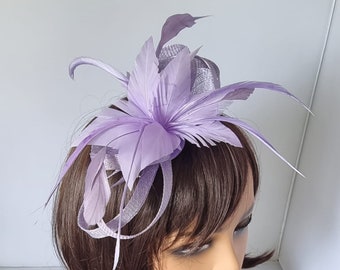 Lilac Purple Colour Fascinator With Flower Headband Wedding Hat,Royal Ascot Ladies Day - Small Size