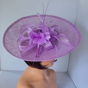 Lilac Purple ,Light Purple Colour Large Fascinator With Flower Headband Wedding Hat,Royal Ascot Ladies Day image 1