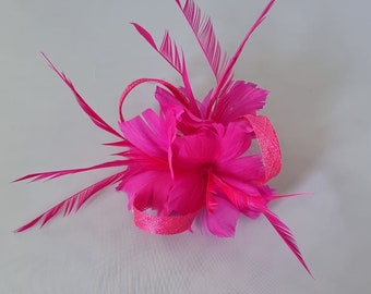 New Hot Pink Colour Small size Fascinator with clip For wedding day ,Women’s Day