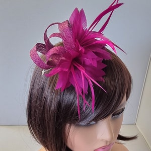 New Magenta Colour Small size Fascinator with clip For wedding day ,Womens Day image 1