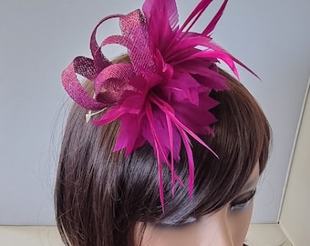 New Magenta Colour Small size Fascinator with clip For wedding day ,Women’s Day