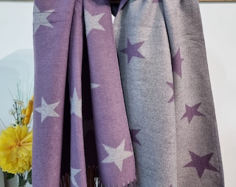 GRAND SALE Purple Colour Soft Ladies Star Print Thick Pashmina Scarf Christmas Gift,Birthday Gift,Birthday Gift