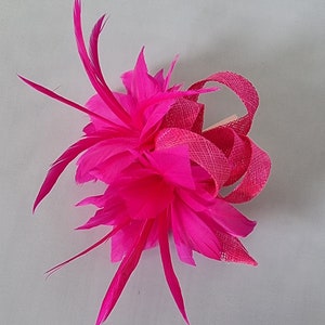 New Hot Pink Colour Small size Fascinator with clip For wedding day ,Womens Day image 2