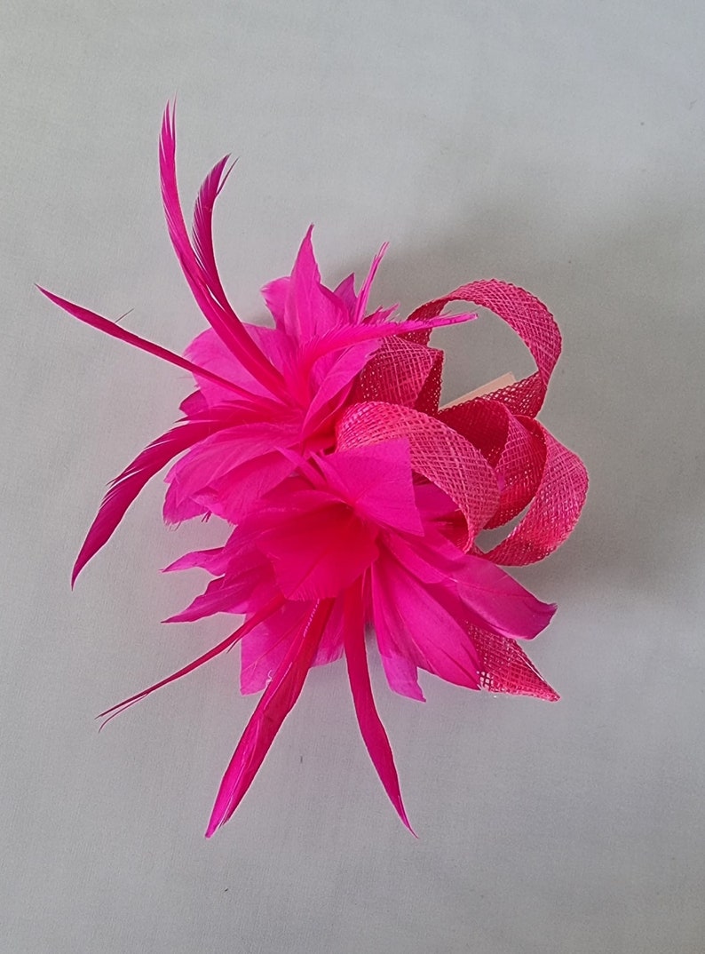 New Hot Pink Colour Small size Fascinator with clip For wedding day ,Womens Day image 2