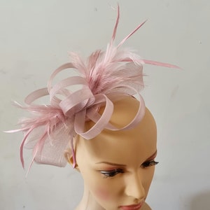 Light Pink ,Blush Pink Fascinator With Flower Headband and Clip Wedding Hat,Royal Ascot Ladies Day small size image 2