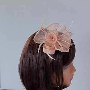 New Pale Pink Small size Fascinator with clip For wedding day ,Womens Day image 5